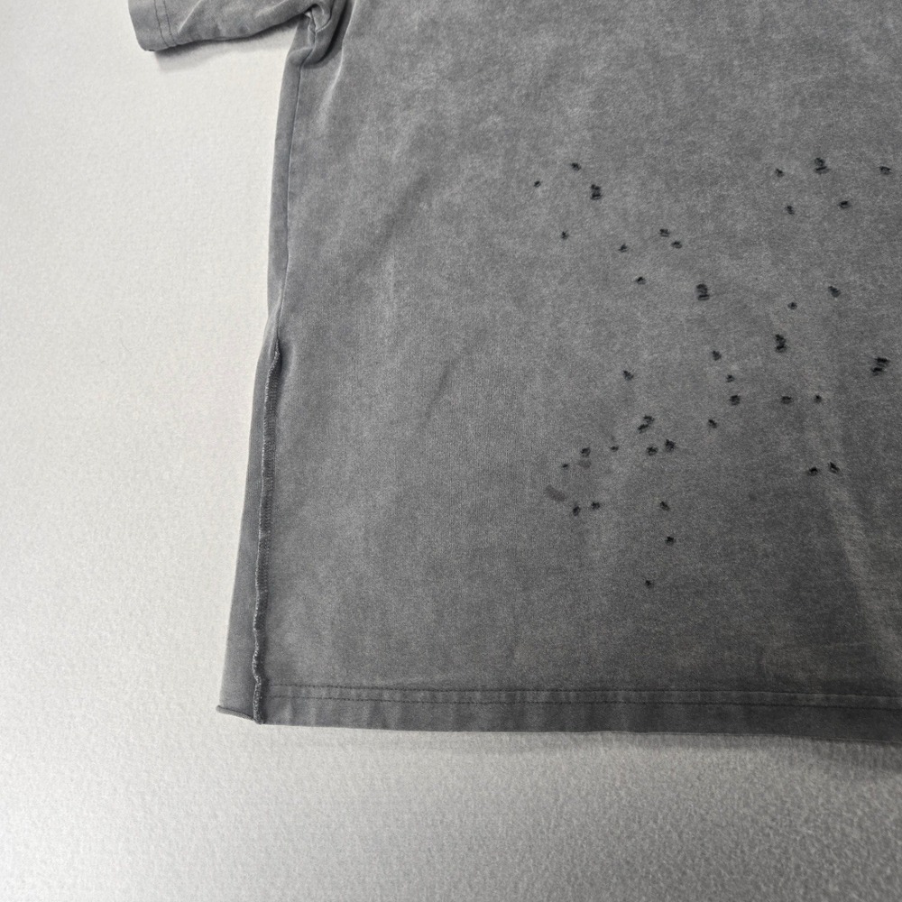 Ksubi T-Shirt Distressed Logo Tee Charcoal Grey Deconstructed Cotton XL - Picture 6 of 15